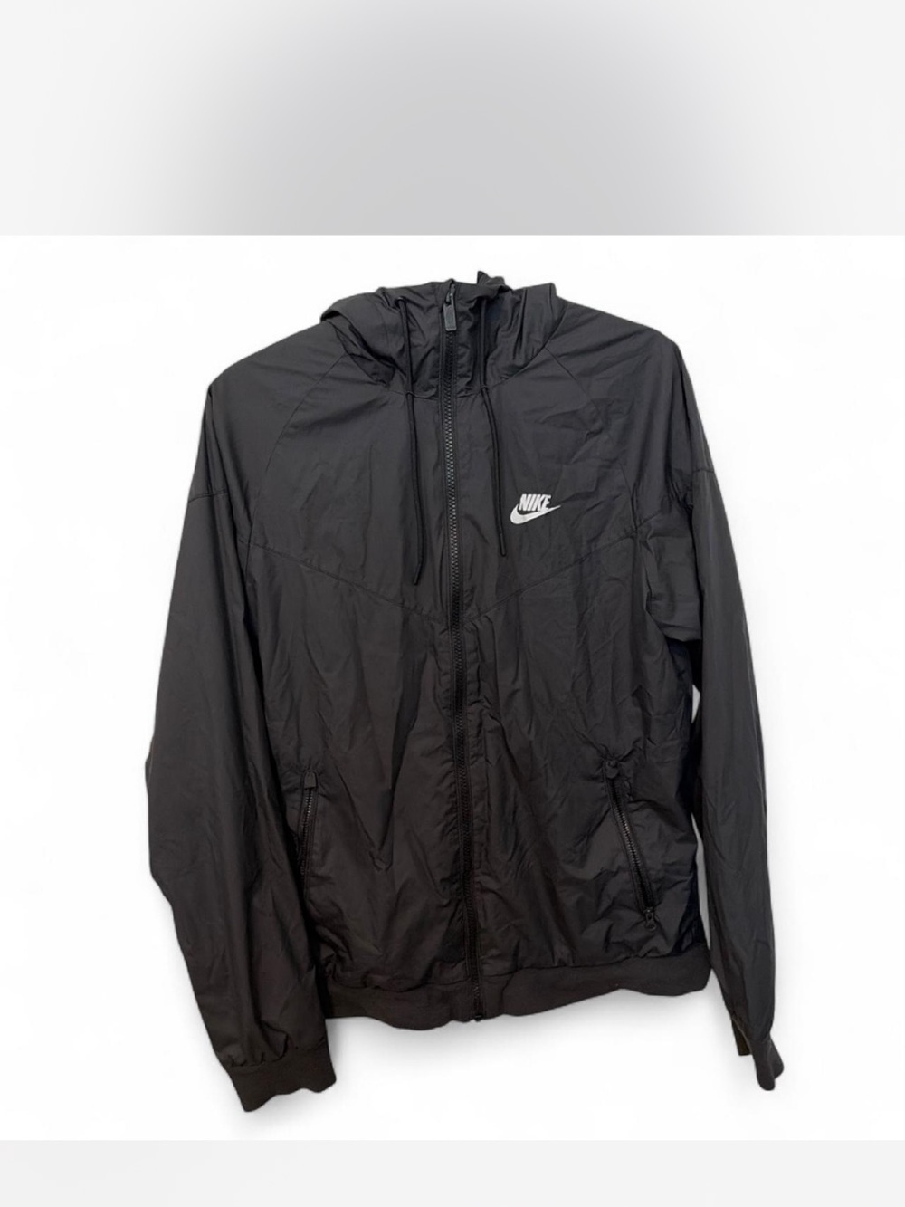 Nike Black Men's Hooded Windbreaker with White Logo